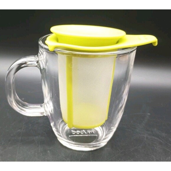 Bodum Yo-yo Set Glass Mug & Tea Infuser Glass Green 10 Oz - Picture 2 of 5
